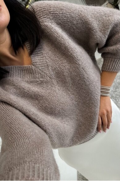 Dark beige sweater "V-neck Favorite" 1