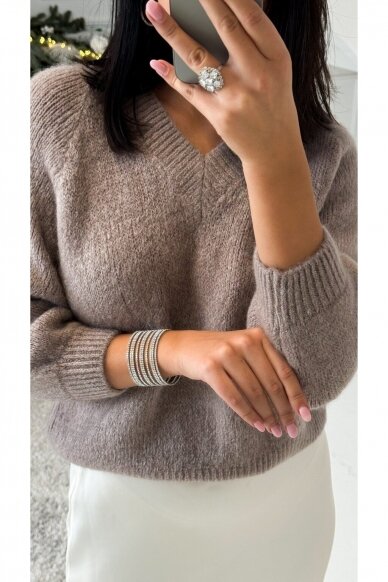 Dark beige sweater "V-neck Favorite" 2