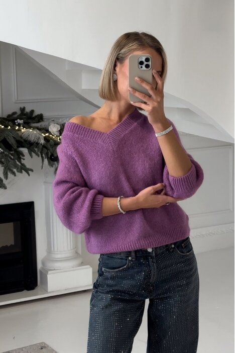 Lilac megztinis "V-neck Favorite"