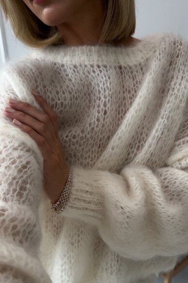 Luxury white sweater "Feather" 6