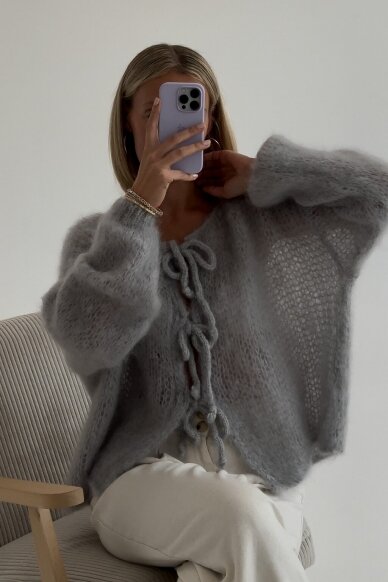 Luxury grey sweater "Ribbon" 2