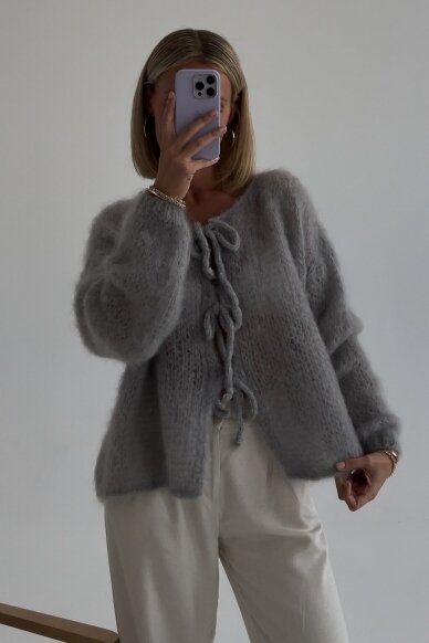 Luxury grey sweater "Ribbon" 3