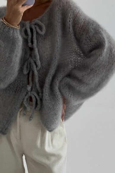 Luxury grey sweater "Ribbon" 1