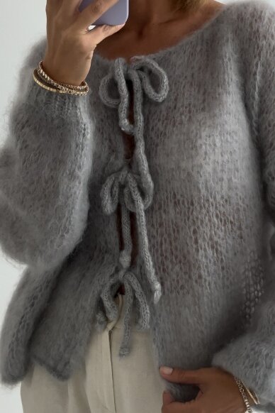 Luxury grey sweater "Ribbon" 4