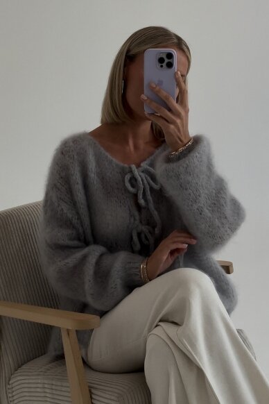 Luxury grey sweater "Ribbon" 6