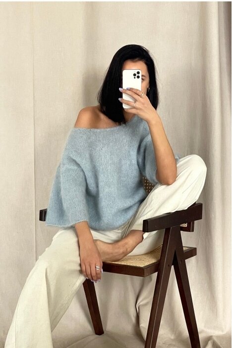 Luxury baby blue sweater "Bianca"