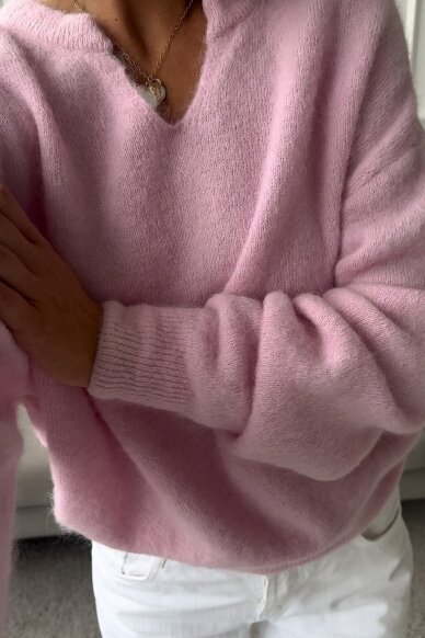 Pink sweater "V-neck alpaca"