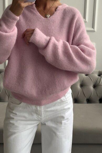 Pink sweater "V-neck alpaca" 3