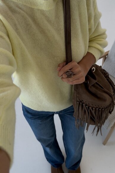 Brown suede leather bag "Bucket bag" 3