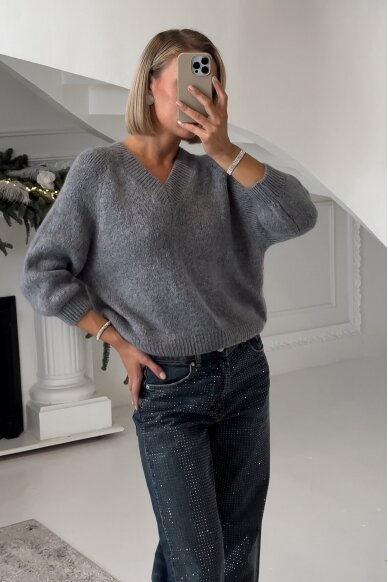 Dark grey sweater "V-neck Favorite" 5