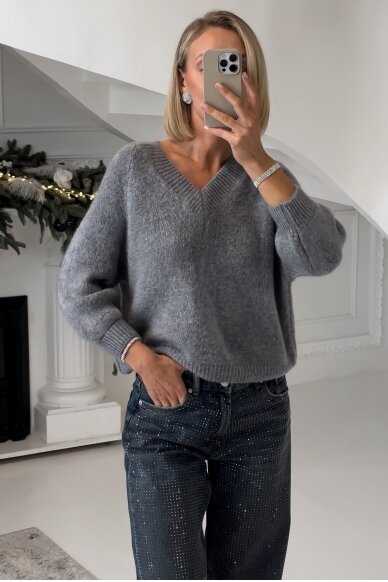 Dark grey sweater "V-neck Favorite" 2